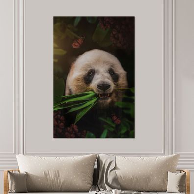 Glasbilder - 100x150 cm - Panda - Schmetterling - Dschungel (Gr. 100x150 cm)