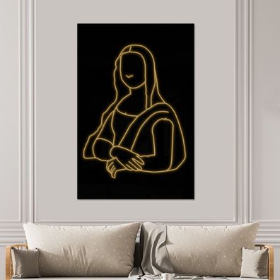 Glasbilder - 100x150 cm - Mona Lisa - Leonardo da Vinci - Gold (Gr. 100x150 cm)