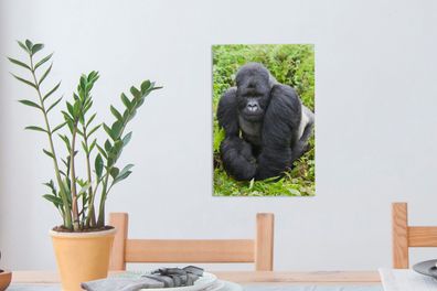 Leinwandbilder - 20x30 cm - Ein Gorilla spaziert durch die grünen Blätter