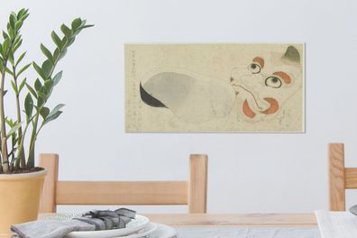 Leinwandbilder - 40x20 cm - Zwei Masken - Gemälde von Katsushika Hokusai
