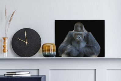 Leinwandbilder - 40x30 cm - Ein Gorilla schaut eindrucksvoll in die Kamera