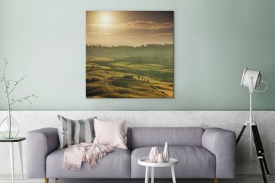 Leinwandbilder - 90x90 cm - Toskana - Landschaft - Sonne (Gr. 90x90 cm)