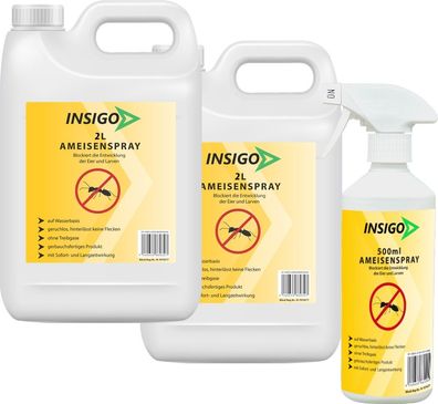 INSIGO 2x2L + 500ml Ameisenspray Ameisenmittel Ameisengift gegen Ameisen Bekämpfung