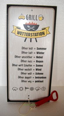 Gilde Schild Grill Wetterstation Aluverbundplatte mit Flaschenöffner Text Geschenk
