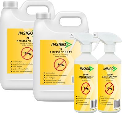 INSIGO 2x2L + 2x500ml Ameisenspray Ameisenmittel Ameisengift gegen Ameisen Bekämpfung