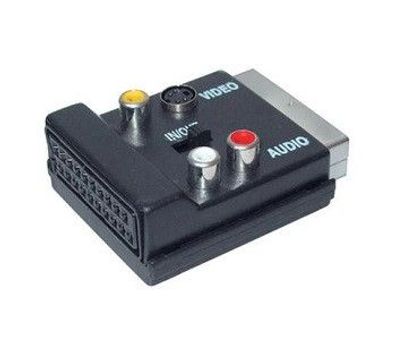 Video Scart Adapter Stecker Buchse an 3x AV Cinch Buchse und 1x S-VHS Mini DIN Buchse