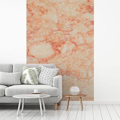 Fototapete - 195x300 cm - Marmor - Orange - Muster (Gr. 195x300 cm)