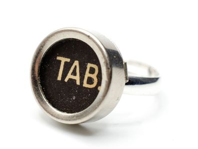 TAB Punkt Taste Ring Schreibmaschinentaste Miniblings Upcycling Schwarz