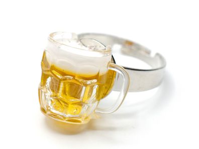 Bierglas Ring Miniblings Fingerring Bierkrug Bier Glas Oktoberfest Maß rundlich