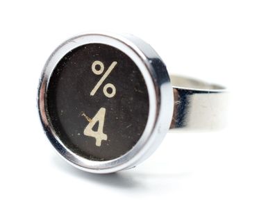 Prozent 4 Vier Taste Ring Schreibmaschinentaste Miniblings Upcycling Schwarz