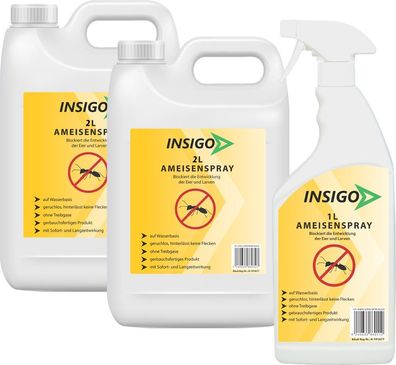 INSIGO 2x2L + 1L Ameisenspray Ameisenmittel Ameisengift gegen Ameisen Bekämpfung