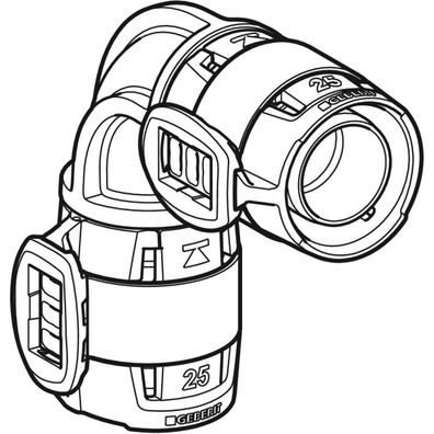 GE FlowFit Bogen 90Gr, PPSU, d25