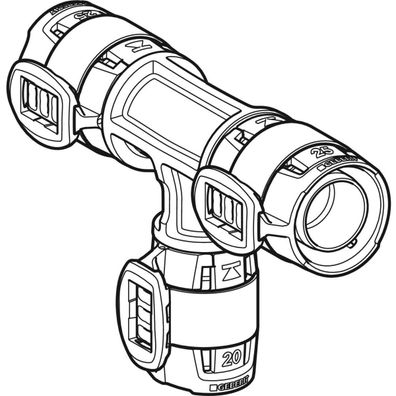 GE FlowFit T-Stück reduziert PPSU d20-16-16