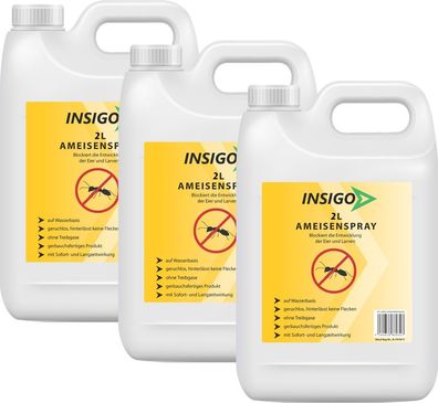 INSIGO 3x2L Ameisenspray Ameisenmittel Ameisengift gegen Ameisen Bekämpfung
