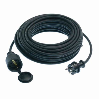 Gummiverlängerungskabel schwarz 25m Leitungstyp: H05RR-F3G1,5, schwarz