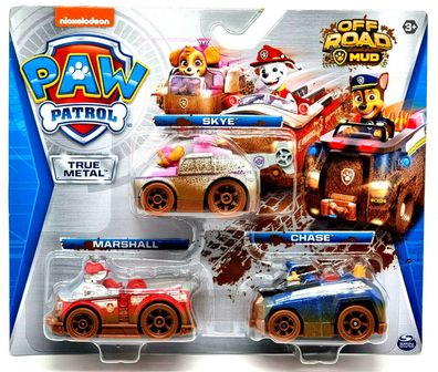 Paw Patrol True Metal OFF Road Mud Fahrzeuge Autos Cars Figur Sky, Marshall; Chase
