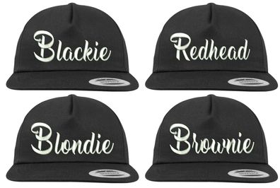 Blondie Brownie Blackie Redhead Kursiv Partner Baseball Kappe Set Snapback BFF