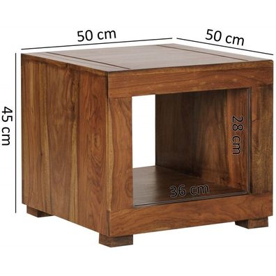 Wohnling Couchtisch MUMBAI Massiv-Holz Sheesham 50 cm breit Wohnzimmer-Tisch Design d