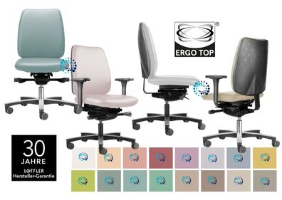 Löffler Praxis-Drehstuhl FIGO FG 20, ERGO TOP, Kunstleder Pastell- + Weißtöne