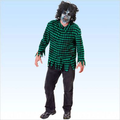 Wandelnder Toter Gr. 48-52 Zombie Maske + Shirt Untoter f. Halloween + Fasching