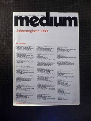 Medium - Zeitschrift für Fernsehen, Film - Jahresregister/1979 - Sachregister