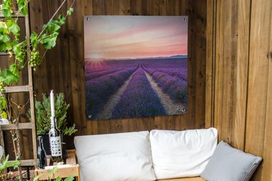 Outdoor-Poster Poster Wanddeko draußen Deko Garten Gartenposter 100x100 cm Lavendel -