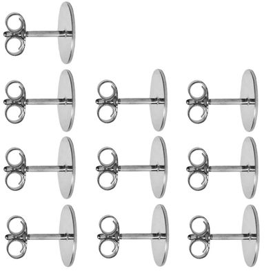 10 x Ohrstecker Ohrring Rohlinge mit Platte 925er Silber
