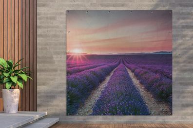 Outdoor-Poster Poster Wanddeko draußen Deko Garten Gartenposter 200x200 cm Lavendel -