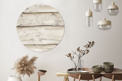 Wandbild Rund Wanddeko Deko Wohnzimmer Bilder 120x120 cm Wit - Planken - Hout - Berk
