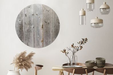 Wandbild Rund Wanddeko Deko Wohnzimmer Bilder 120x120 cm Planken - Grijs - Hout