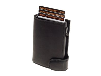 Slim Secure Geldbörse mit Münzfach TONY Perotti Vegetale Minibörse Schwarz RFID