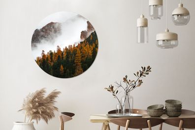 Wandbild Rund Wanddeko Deko Wohnzimmer Bilder 90x90 cm Berg - Mist - Bos