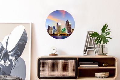 Wandbild Rund Wanddeko Deko Wohnzimmer Bilder 30x30 cm Skyline - Verenigde Staten - W