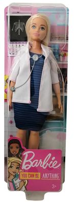 Mattel FXP00 Barbie Karriere Puppe blond als Ärztin Doktorin mit Kittel und Stet
