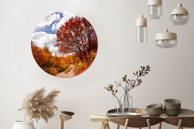 Wandbild Rund Wanddeko Deko Wohnzimmer Bilder 90x90 cm Boom - Pad - Herfst