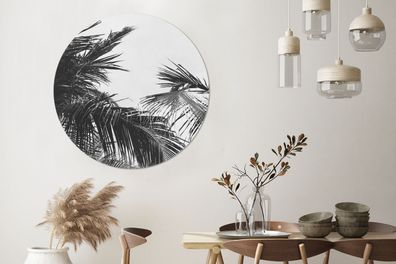 Wandbild Rund Wanddeko Deko Wohnzimmer Bilder 120x120 cm Palmbladeren - Natuur - Vint