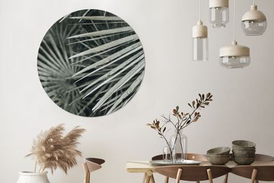 Wandbild Rund Wanddeko Deko Wohnzimmer Bilder 140x140 cm Bladeren - Groen - Palm