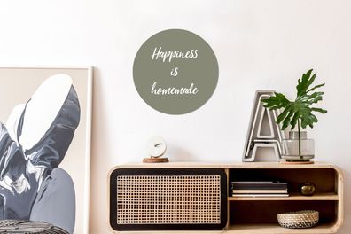 Wandbild Rund Wanddeko Deko Wohnzimmer Bilder 30x30 cm Quotes - Happiness is homemade