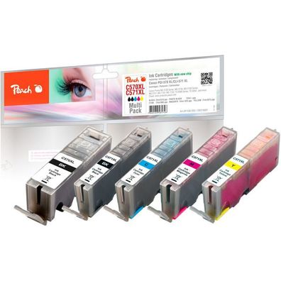 Peach Spar Pack Tintenpatronen XL kompatibel zu Canon PGI-570XL, CLI-571XL - 5er ...