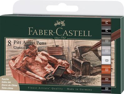 Faber-Castell 167172 - Tuschestift Pitt Artist Pen, Classic, B/ M, 8er Etui