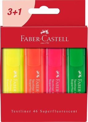 Faber-Castell 254604 - Textmarker 46, Superfluoreszierend, 4 Stück