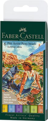 Faber-Castell 167178 - Tuschestift Pitt Artist Pen, Summer vibes, B, 6er Etui