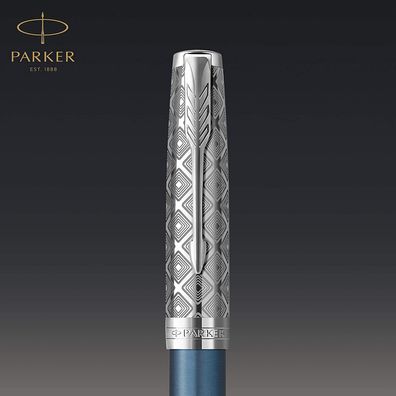 PARKER Sonnet Füller | Premium Metal & Blue Satinierung mit Chromverkleidung | ...