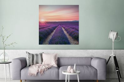 Glasbild Glasfoto Wandbild Bilder Deko 90x90 cm Lavendel - Paars - Bloemen