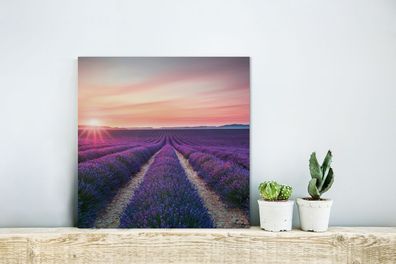 Glasbild Glasfoto Wandbild Bilder Deko 20x20 cm Lavendel - Paars - Bloemen