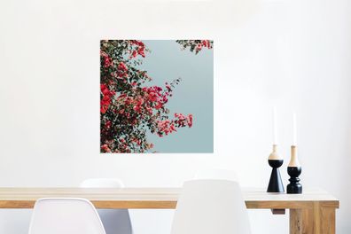 Glasbild Glasfoto Wandbild Bilder Deko 50x50 cm Bloemen - Lucht - Roze (Gr. 50x50 cm)