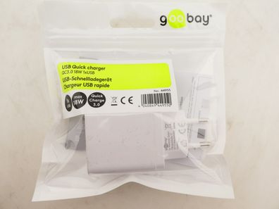 Goobay 1x USB Schnellladegerät QC3.0 / 18 Watt / Weiß / 44955 (21-11-12-4)
