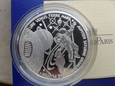 Original 10 Francs 2000 PP Raumfahrt Weltall Millenium 22,2g 900er Silber