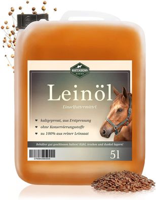 Martenbrown® Premium Leinöl Kaltgepresst für Pferde, Hunde und andere Tiere 100% rein