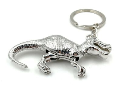 T-Rex Dino Urzeit Schlüsselanhänger Silber Metall Glücksbringer Anhänger
